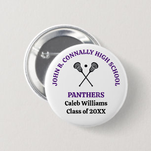 Purple High School Lacrosse Team Personalised 6 Cm Round Badge