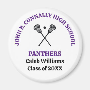 Purple High School Lacrosse Team Personalised Magnet