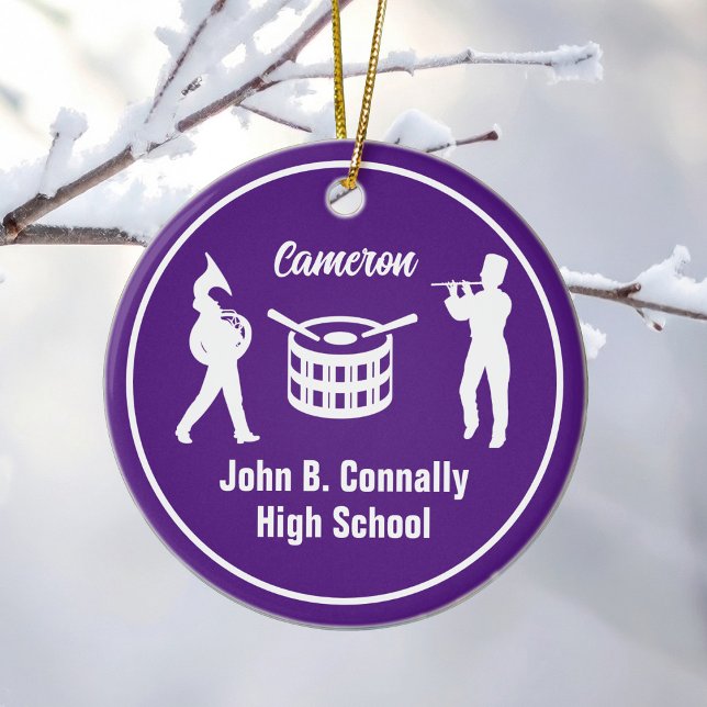 Purple High School Marching Band Custom Christmas Ceramic Ornament (Creator Uploaded)