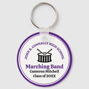 Purple High School Marching Band Personalized Key Ring