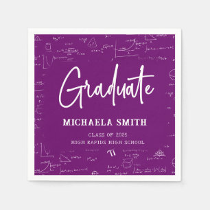 Purple High School Math Graduate Party Napkin