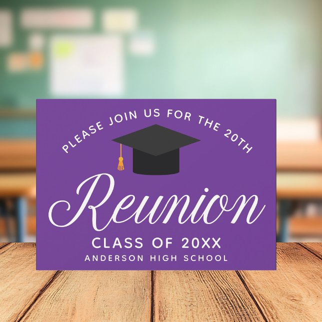 Purple High School Reunion Custom Party Invitation (Creator Uploaded)