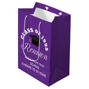 Purple High School Reunion Personalised Party Medium Gift Bag