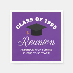 Purple High School Reunion Personalised Party Napkin