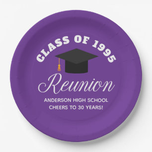 Purple High School Reunion Personalized Party Paper Plate