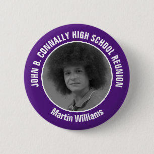 Purple High School Reunion Yearbook Photo 6 Cm Round Badge