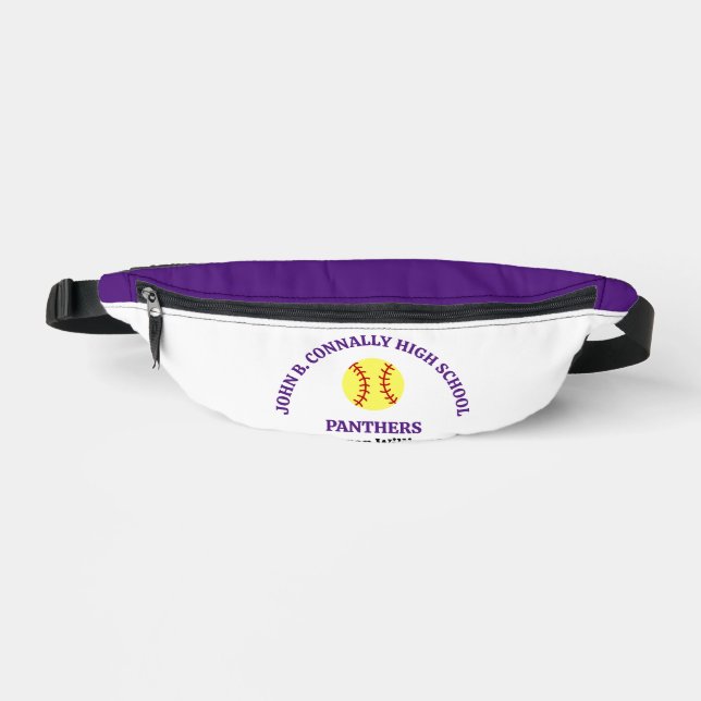 Purple High School Softball Player Personalised Bum Bags (Front)