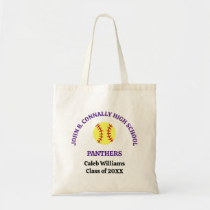 Purple High School Softball Team Personalised Tote Bag