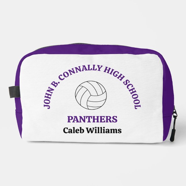 Purple High School Volleyball Player Personalised Dopp Kit (Front)