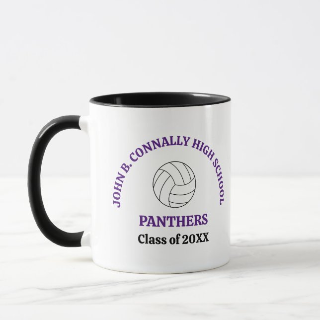 Purple High School Volleyball Player Personalised Mug (Left)