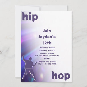 Purple Hip-Hop Dance 12th Birthday Invitation