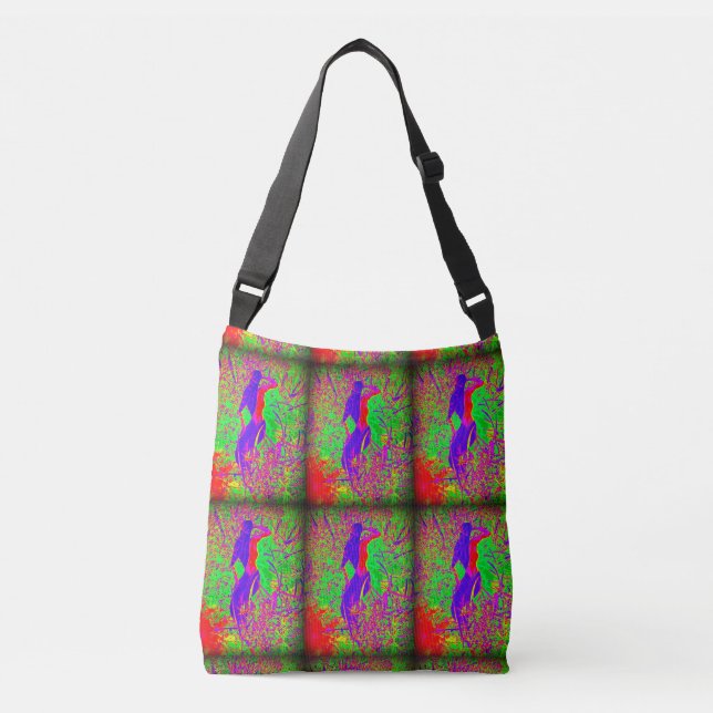 purple hippie groovy mermaids crossbody bag (Front)