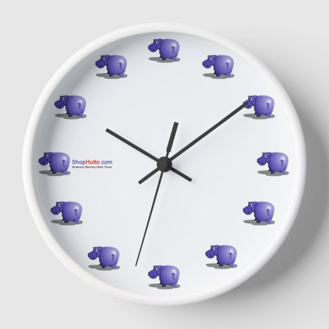 Purple Hippo Wall Clock (Front)
