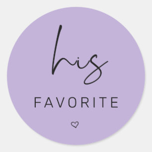 Purple His favourite Wedding Classic Round Sticker