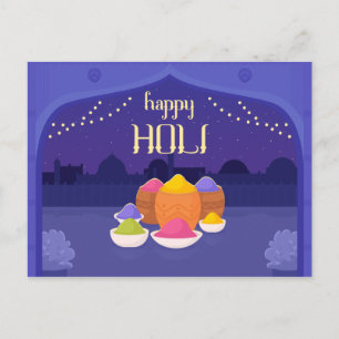 Purple Holi Night, colour powder Postcard