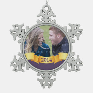 Purple Holiday Banner Photo Ornament