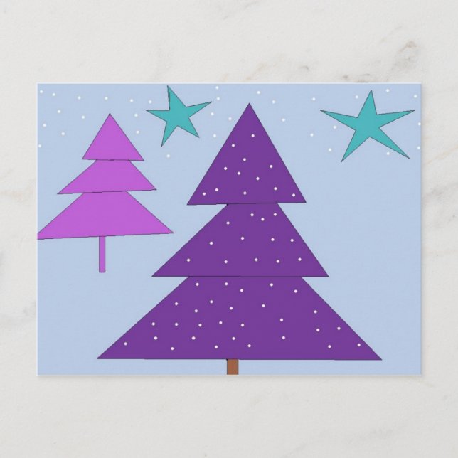 Purple Holiday Trees Postcard (Front)