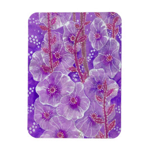 Purple Hollyhock, Mallow Malva Flower Floral Art   Magnet