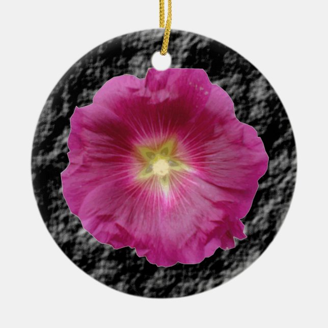 Purple Hollyhocks Ornament (Front)