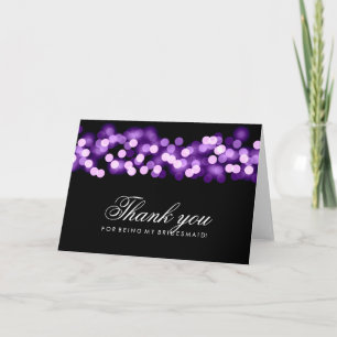 Purple Hollywood Glam Thank You Bridesmaid Card