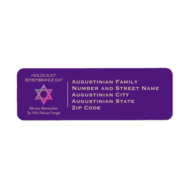 Purple Holocaust Remembrance Day Return Address Label (Front)