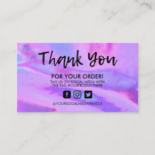 Purple Holographic Thank You Business Card