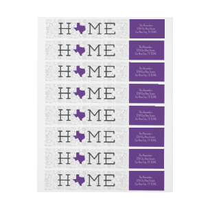 Purple HOME Texas Wrap Around Label