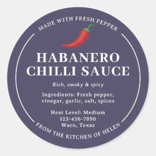 Purple Homemade Habanero Chilli Sauce Jar Label