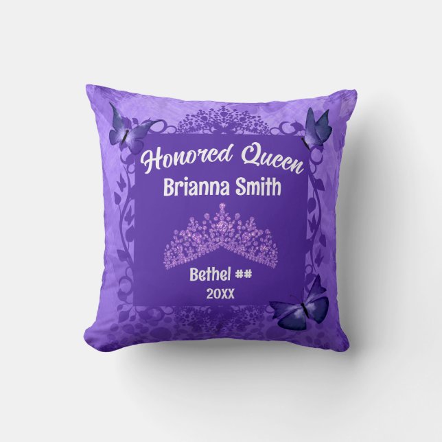 Purple Honoured Queen Princess Tiara Cushion (Front)
