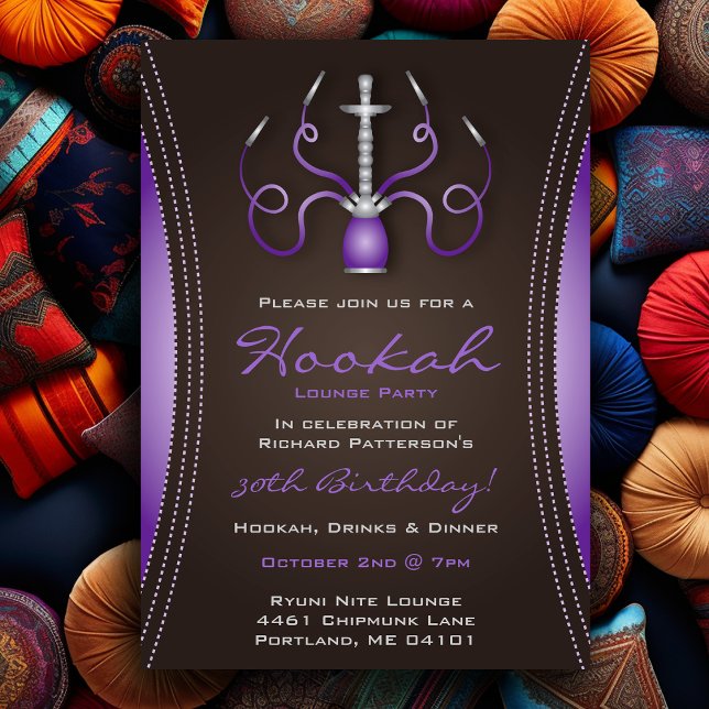 Purple Hookah Party Invitation (Purple Hookah Party Invitation
)