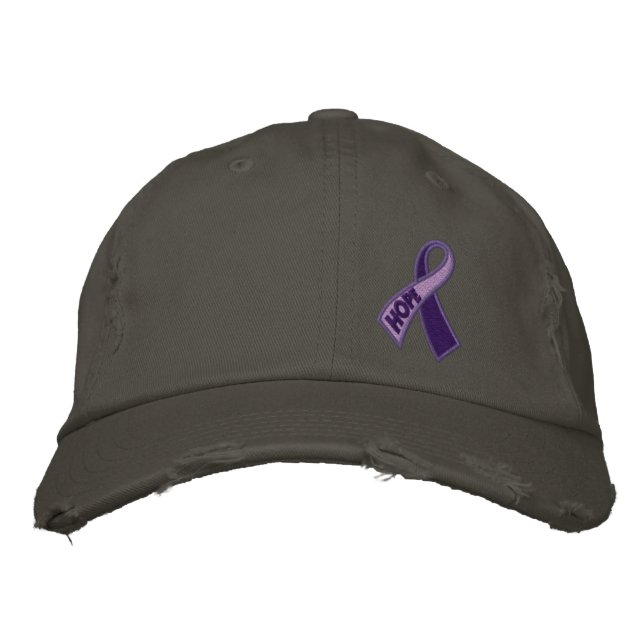 Purple Hope Spirit Day Ribbon Awareness Embroidered Hat (Front)