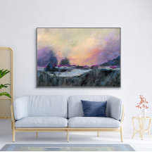 Purple Horizon Landscape Sunset Abstract Art