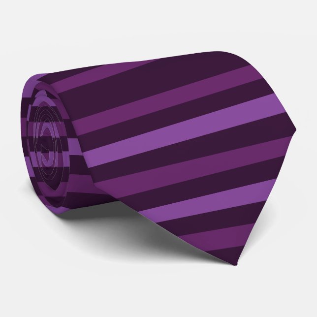 Purple Horizontal Stripes Pattern Tie (Rolled)