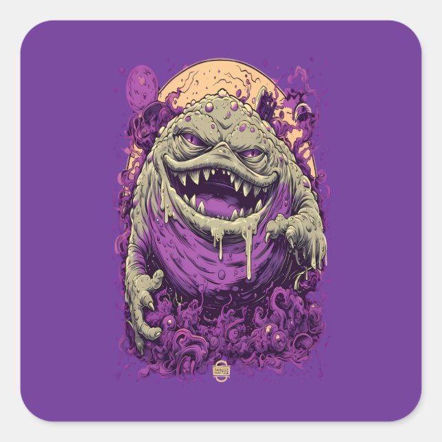 Purple Horned Monster Dark Comic Sticker (Front)