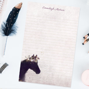 Purple Horse Dreamy Boho Chic Monogram Stationery