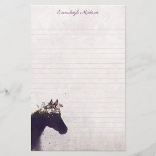 Purple Horse Dreamy Boho Chic Monogram Stationery