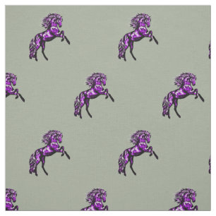 Purple Horse on Grey Fabric