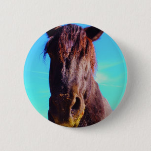Purple Horse w/ Green Mouth 6 Cm Round Badge