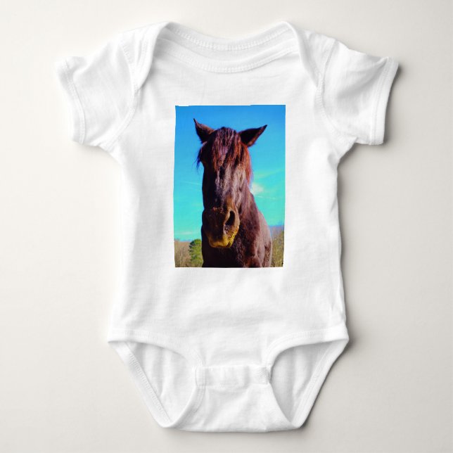 Purple Horse w/ Green Mouth Baby Bodysuit (Front)