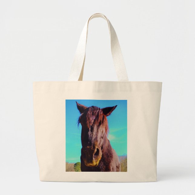Purple Horse w/ Green Mouth Large Tote Bag (Front)