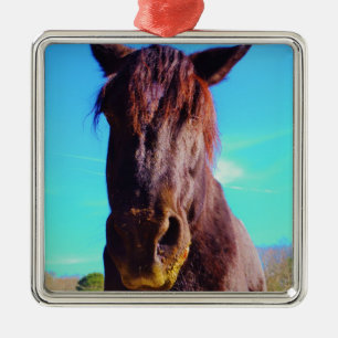 Purple Horse w/ Green Mouth Metal Tree Decoration