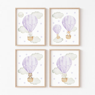 Purple Hot Air Balloon, Animals, Gender Neutral