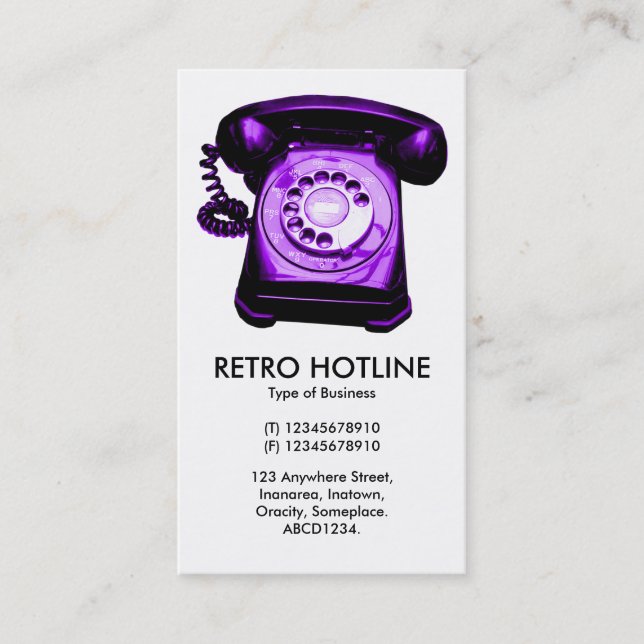 Purple Hot Line - White Business Card (Front)