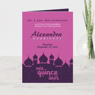 Purple & Hot Pink Arabian Nights Quinceañera Invitation