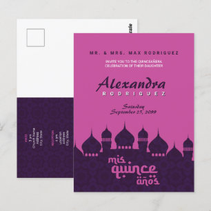 Purple & Hot Pink Arabian Nights Quinceañera Postcard