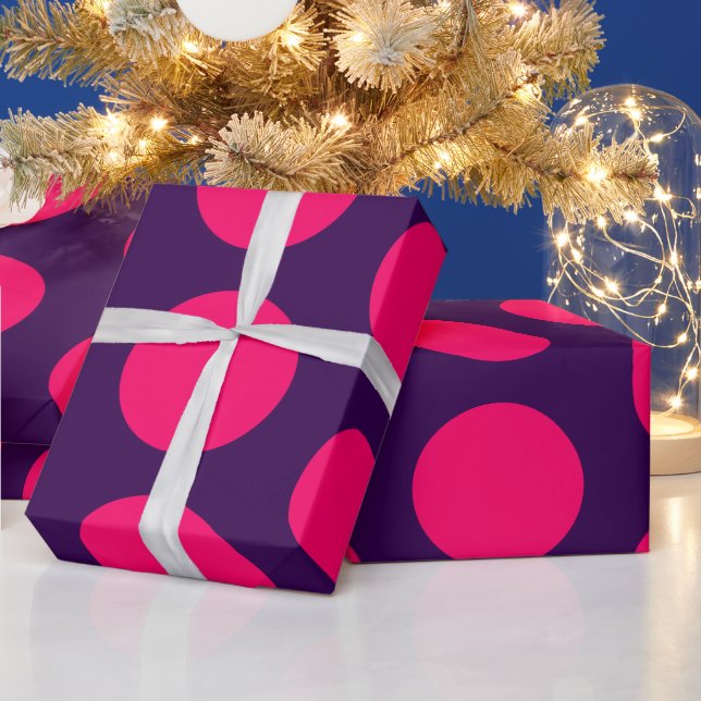 purple &hot pink Polk Dots birthday Wrapping Paper (Holidays)