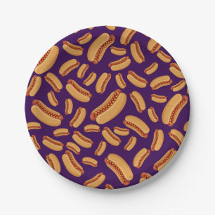 Purple hotdogs paper plate