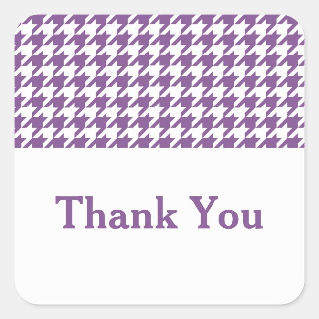 Purple Houndstooth Thank You Stickers (Front)
