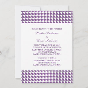 Purple Houndstooth Wedding Invite