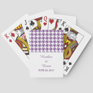 Purple Houndstooth Wedding Playing Cards